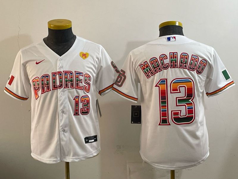 Youth 2026 San Diego Padres #13 Machado White Game Nike MLB Jersey style 03->youth mlb jersey->Youth Jersey